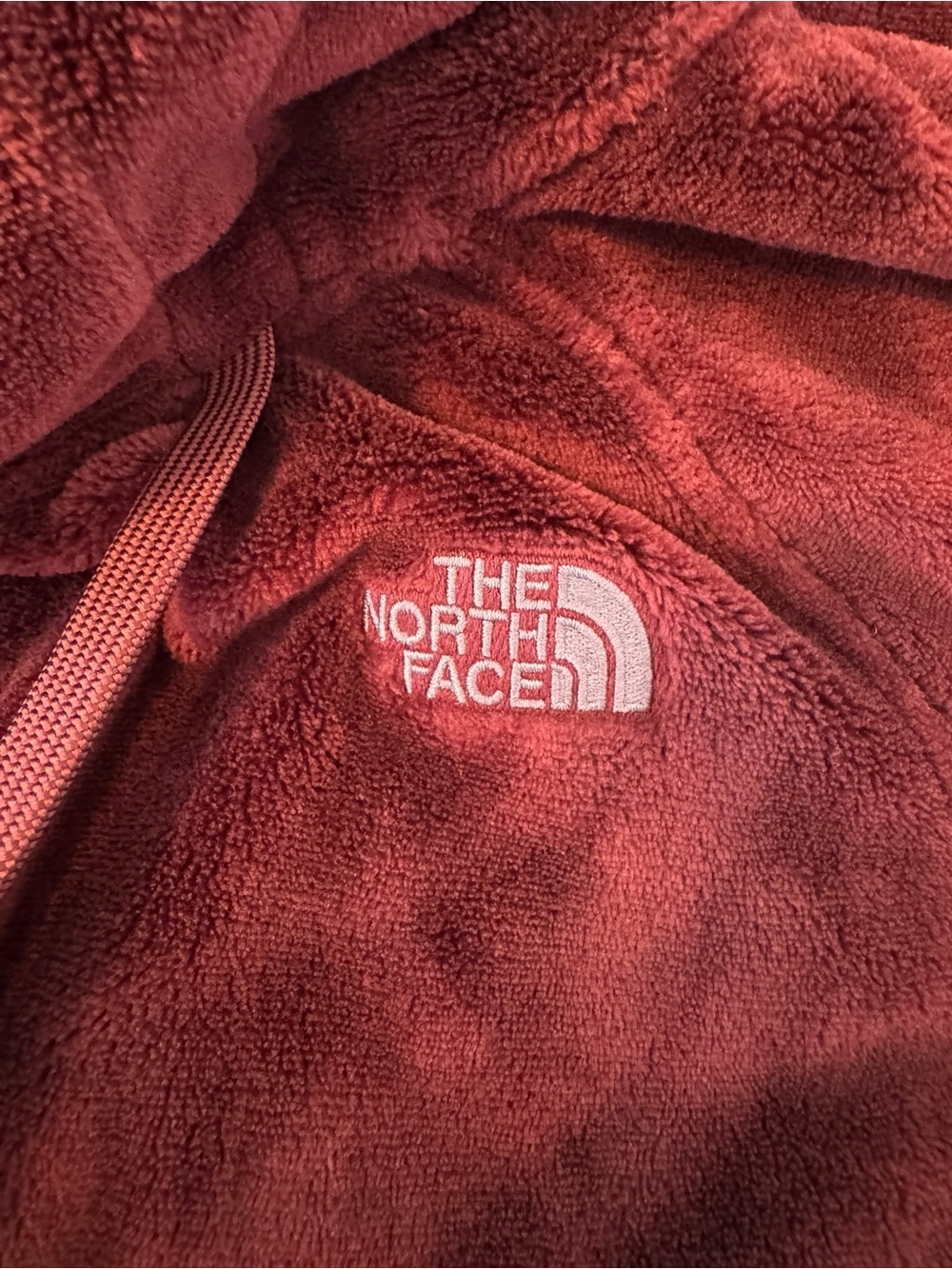 EUC The North Face Deep Burgundy Plush Fleece Funnel Neck Hoodie Size Large - Picture 4 of 5